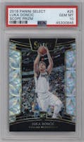 Luka Doncic from the 2018-19 Panini Select  set featuring a Scope parallel graded by PSA and given an overall grade of 10.