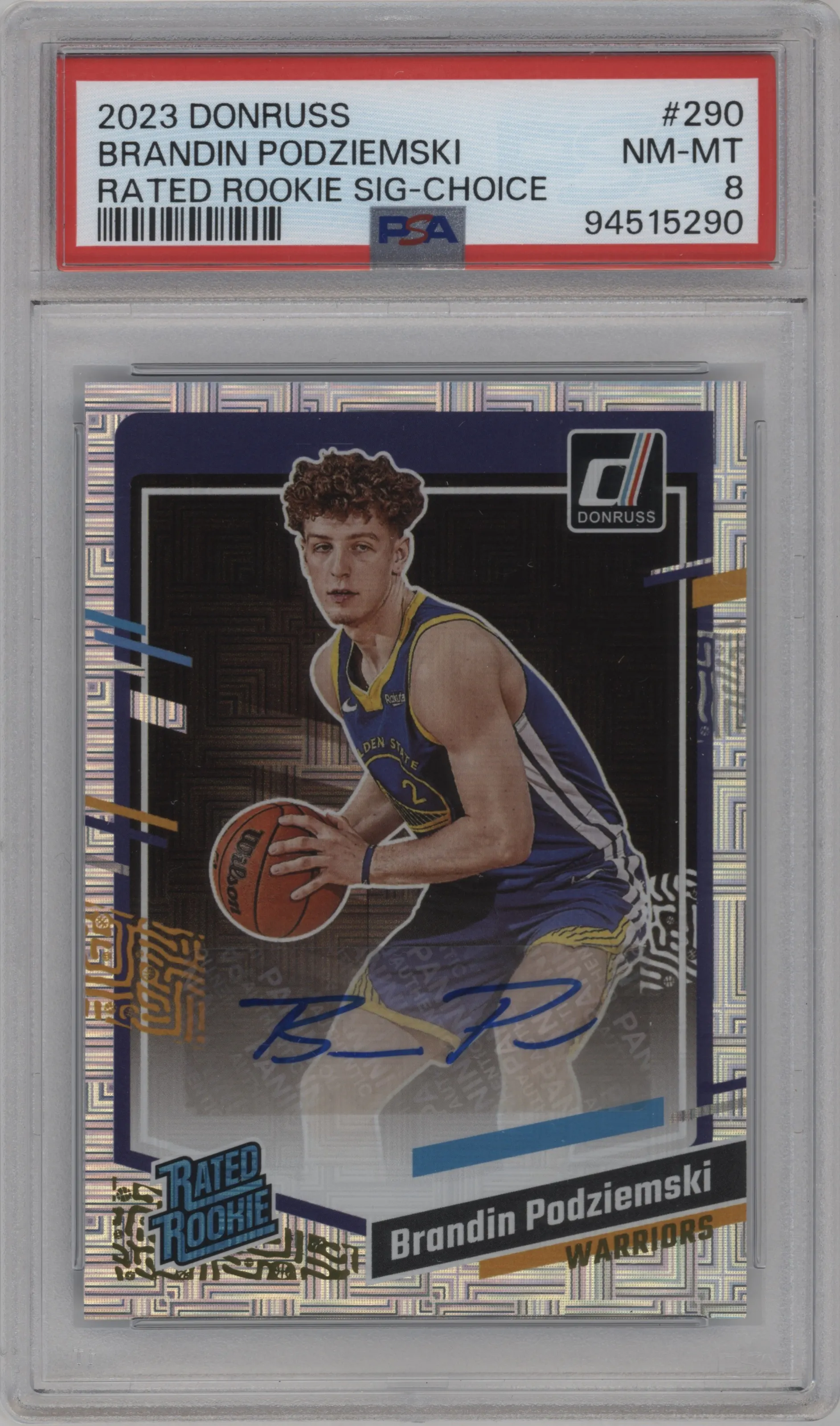 2023 Panini Donruss Rtd.Rke.Sig. Brandin Podziemski Choice #290 PSA 8