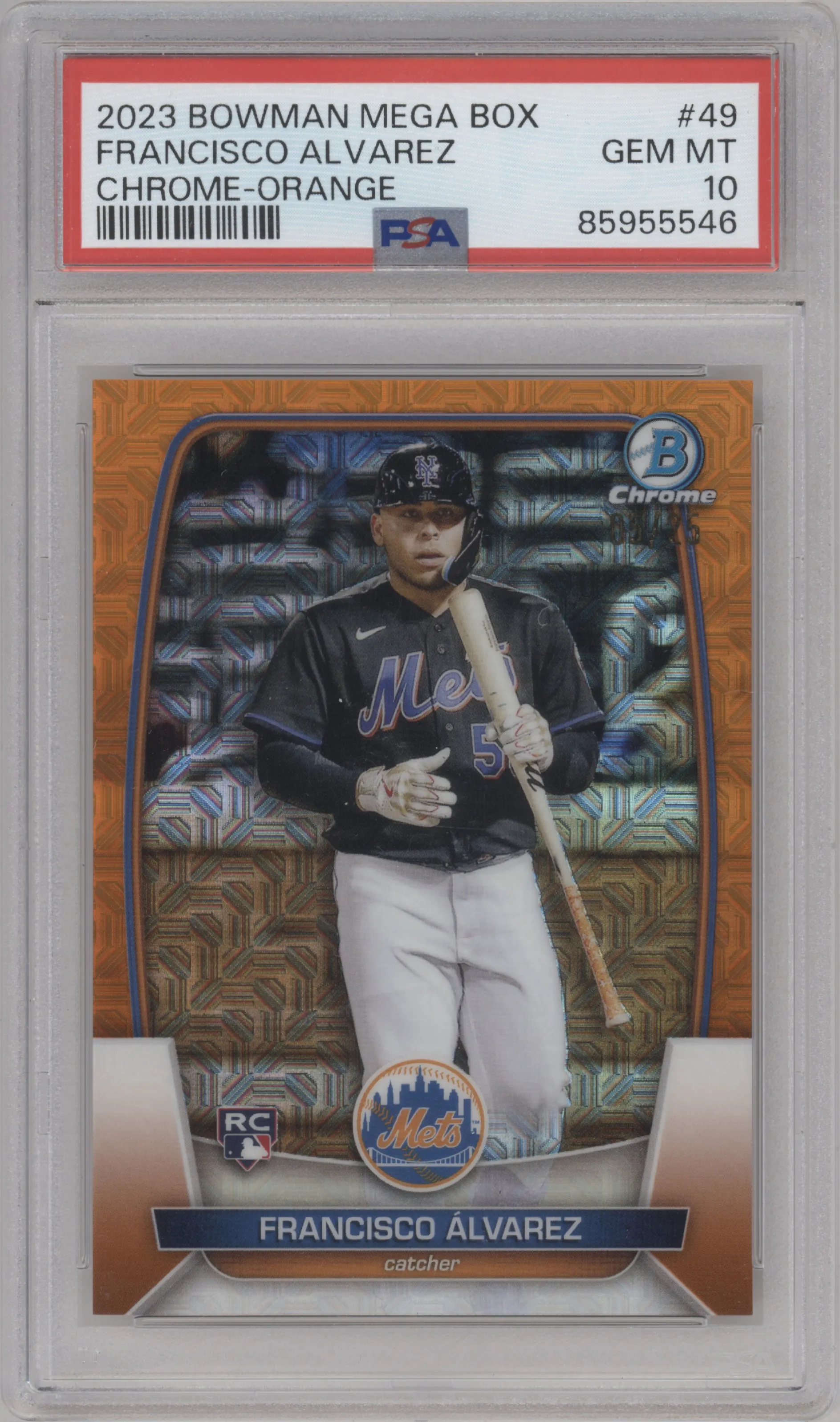2023 Bowman Mega Box Chrome Francisco Alvarez Orange Refractor PSA 10