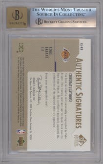Kobe Bryant from the 2003-04 SP Signature Edition set featuring a Gold parallel graded by Beckett and given an overall grade of 9.