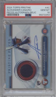 Alexander Canario from the 2024 Topps Pristine set graded by PSA and given an overall grade of 10.