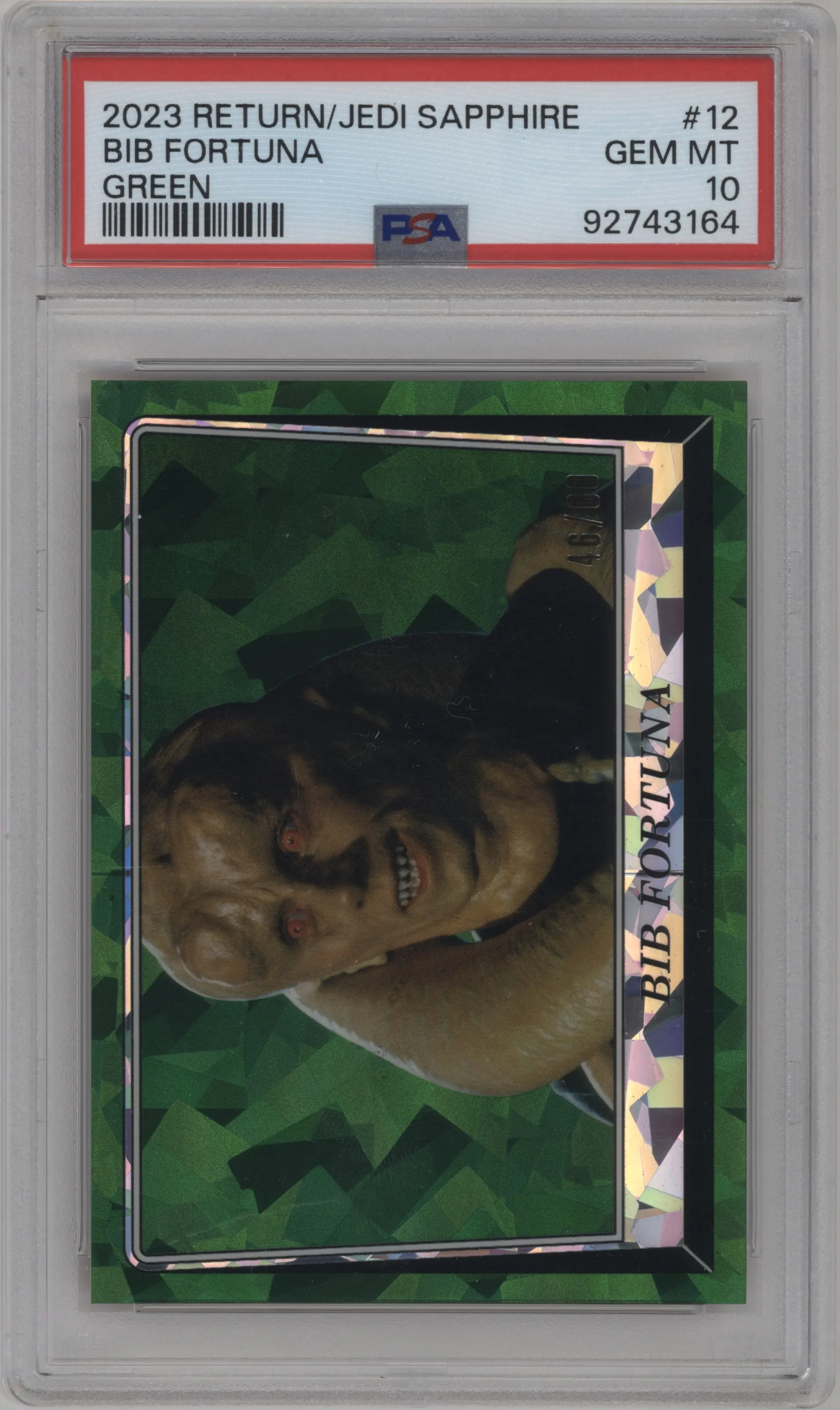 2023 Topps Chrome Sapphire Star Wars Return of the Jedi Bib Fortuna Green #12 PSA 10