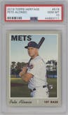 Pete Alonso from the 2019 Topps Heritage HN set graded by PSA and given an overall grade of 10.