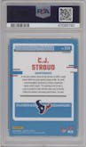 C.J. Stroud from the 2023 Panini Donruss set featuring a Green Velocity parallel graded by PSA and given an overall grade of 10.