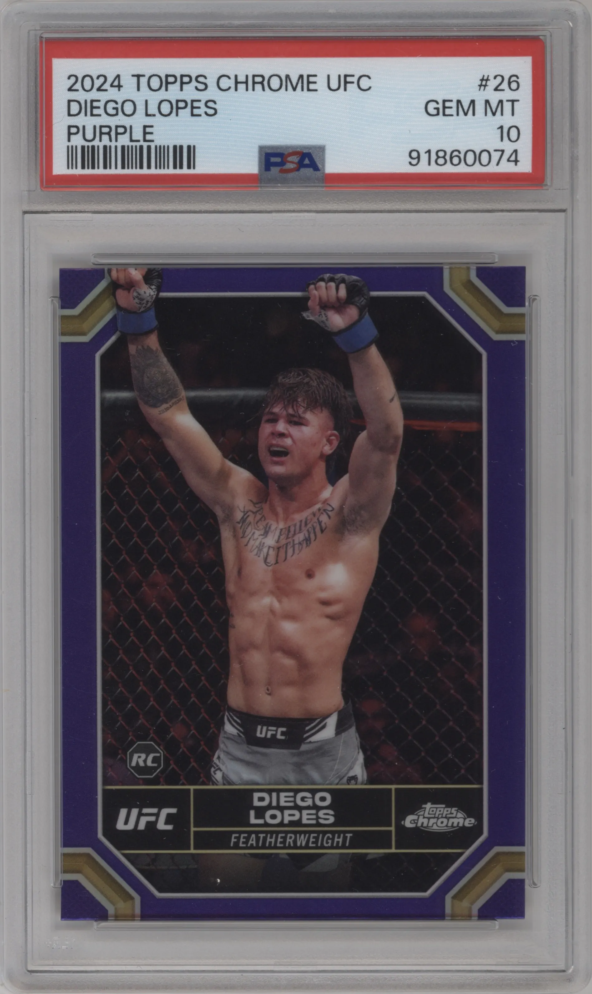 2024 Topps Chrome UFC Diego Lopes Purple Refractor PSA 10