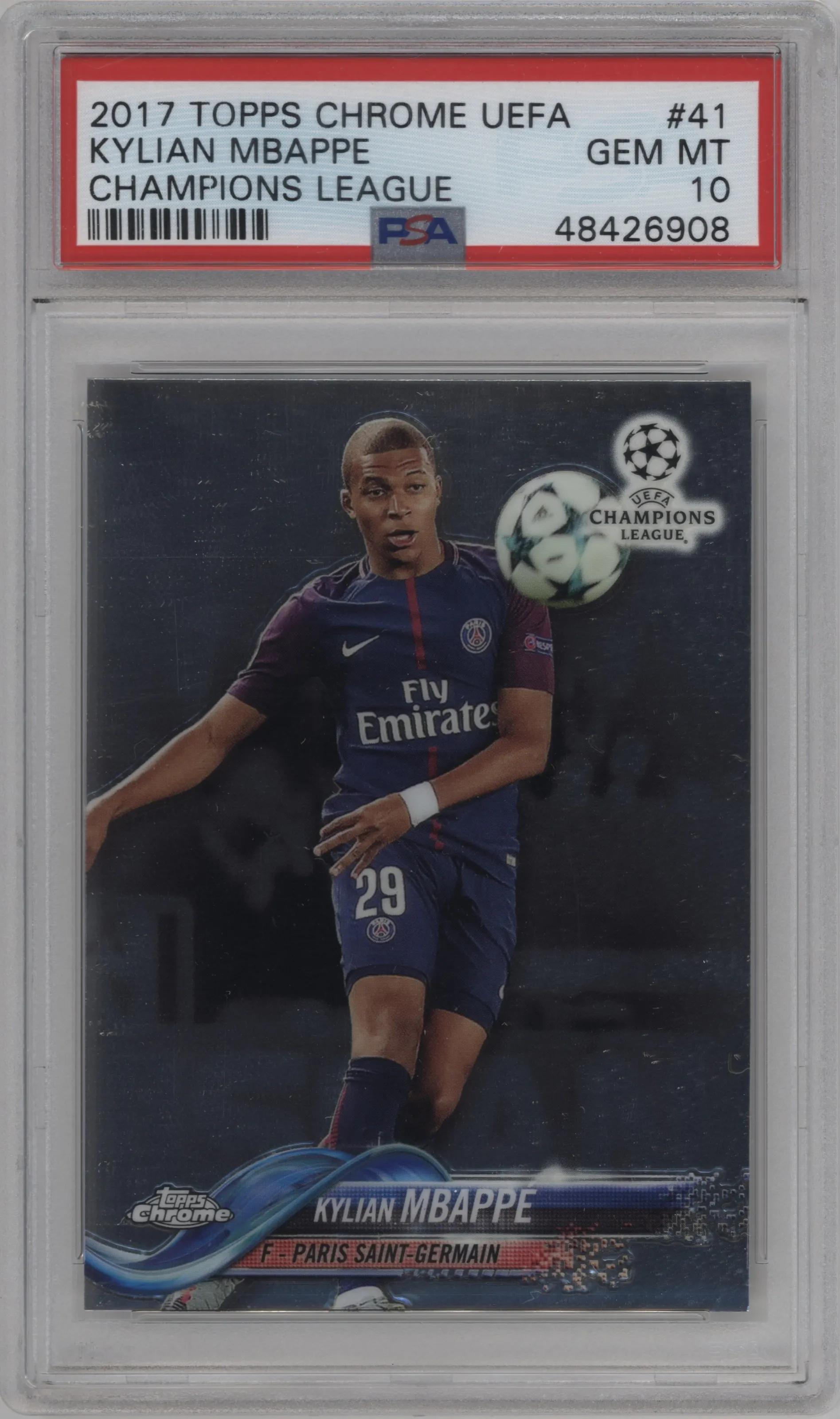 2017 Topps Chrome UEFA Champions League Kylian Mbappe #41 PSA 10