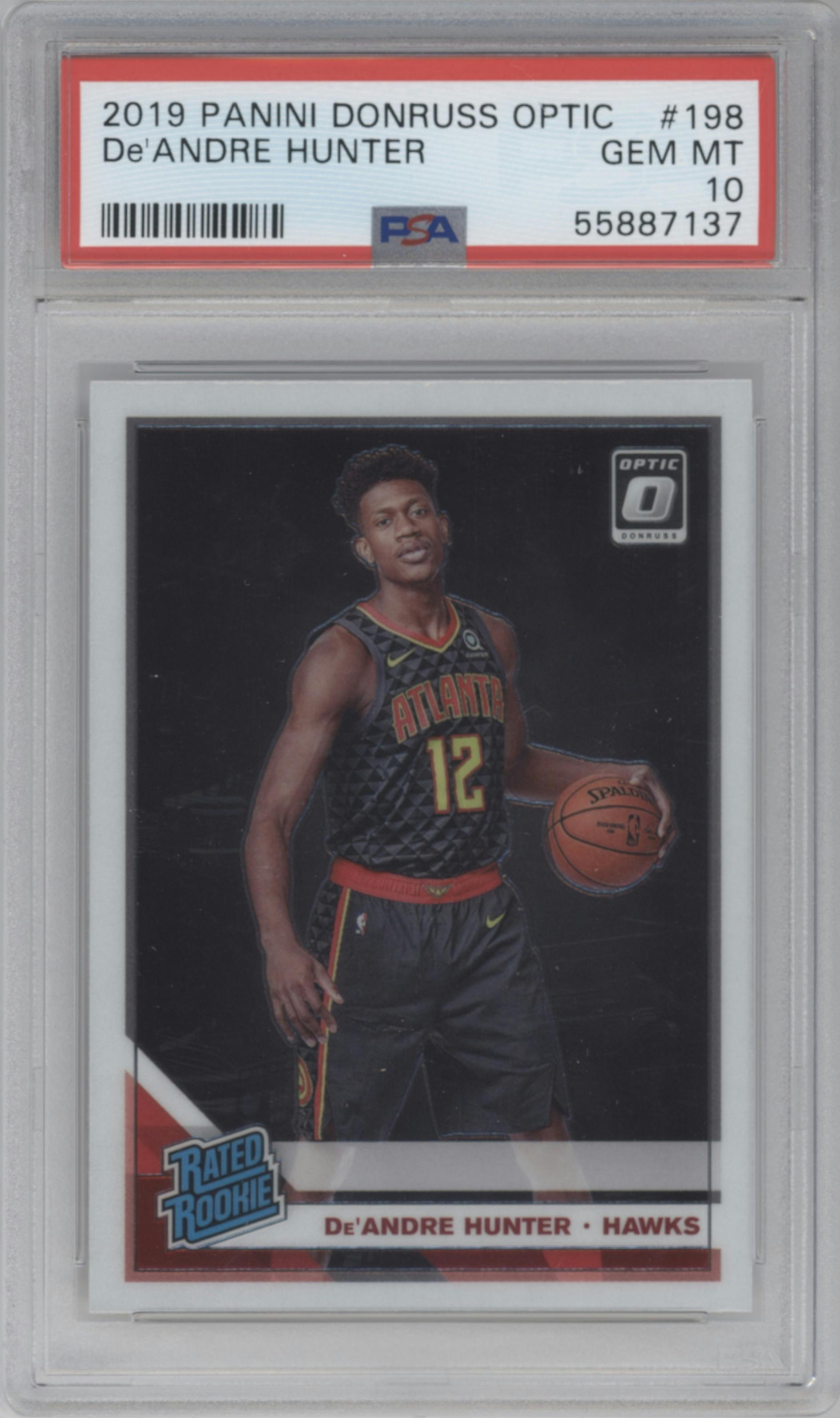 De'Andre Hunter from the 2019-20 Panini Donruss Optic set graded by PSA and given an overall grade of 10.