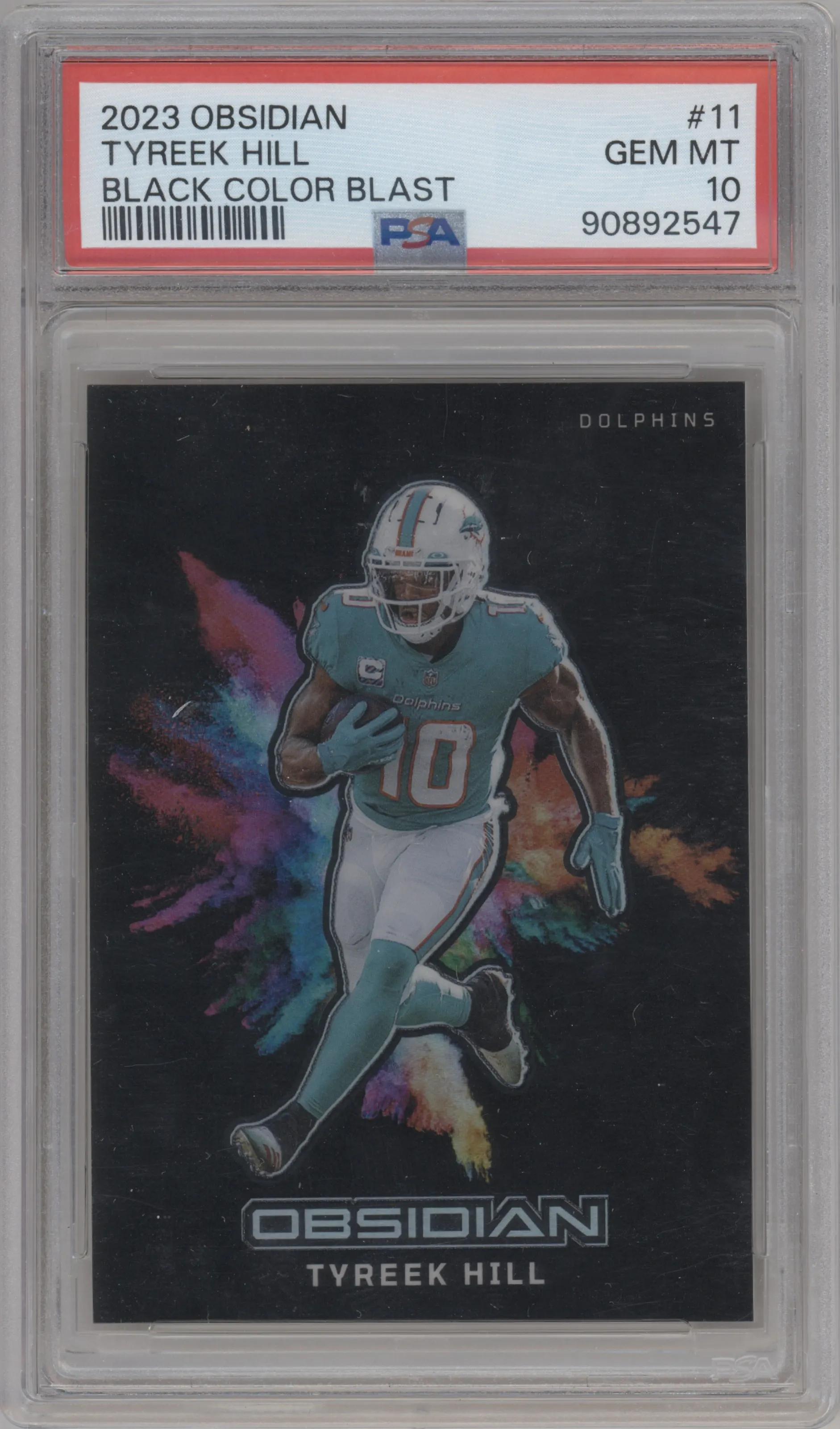 2023 Panini Obsidian Black Color Blast Tyreek Hill #11 PSA 10