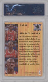 Michael Jordan from the 1993-94 Fleer Ultra set graded by PSA and given an overall grade of 10.