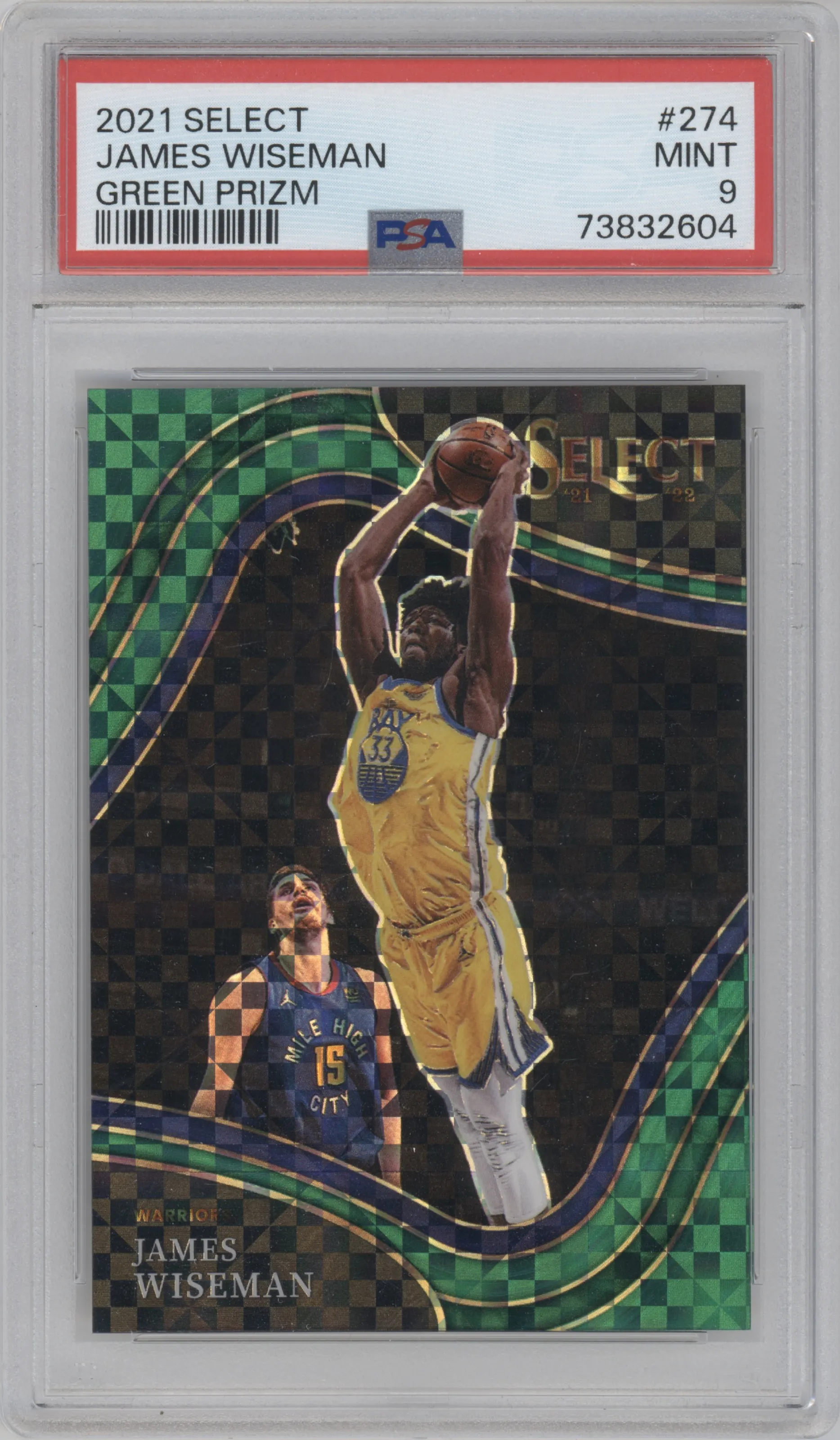 2021 Panini Select Courtside James Wiseman Green Prizm PSA 9