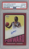 Leonard Miller from the 2023-24 Topps Chrome set featuring a Red Refractor parallel graded by PSA and given an overall grade of 10.