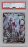 Mewtwo V from the 2022 Pokemon SWSH set graded by PSA and given an overall grade of 9.