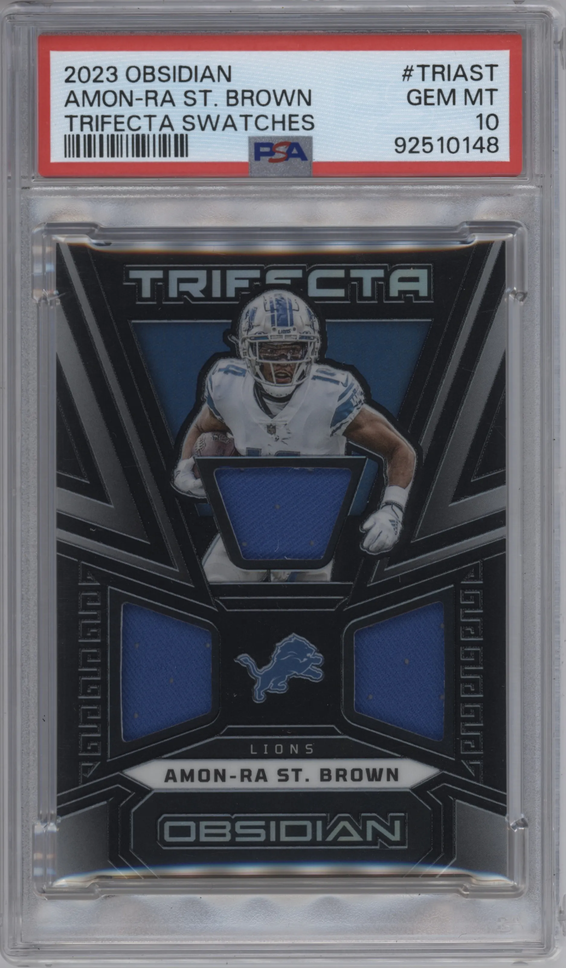 2023 Panini Obsidian Trifecta Swch. Amon-Ra St. Brown PSA 10