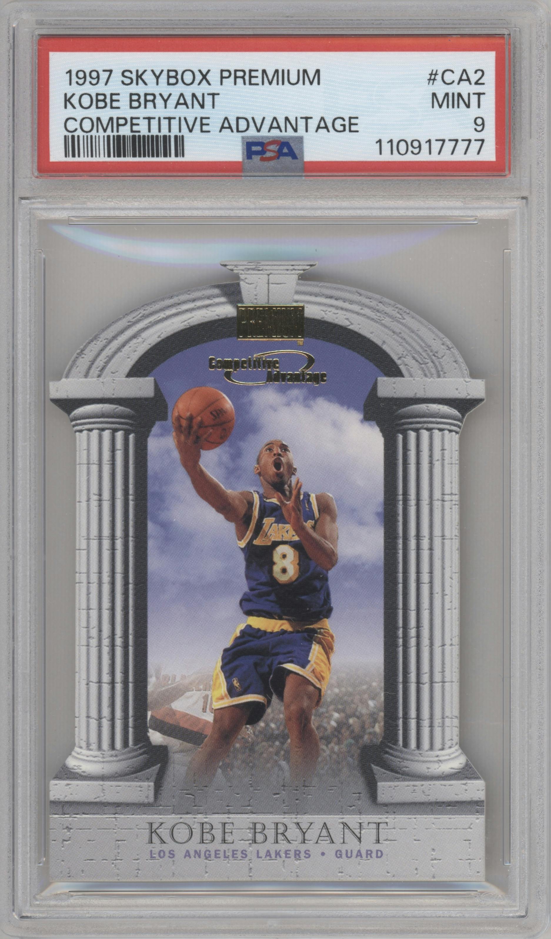 Kobe Bryant from the 1997-98 Skybox Premium set graded by PSA and given an overall grade of 9.