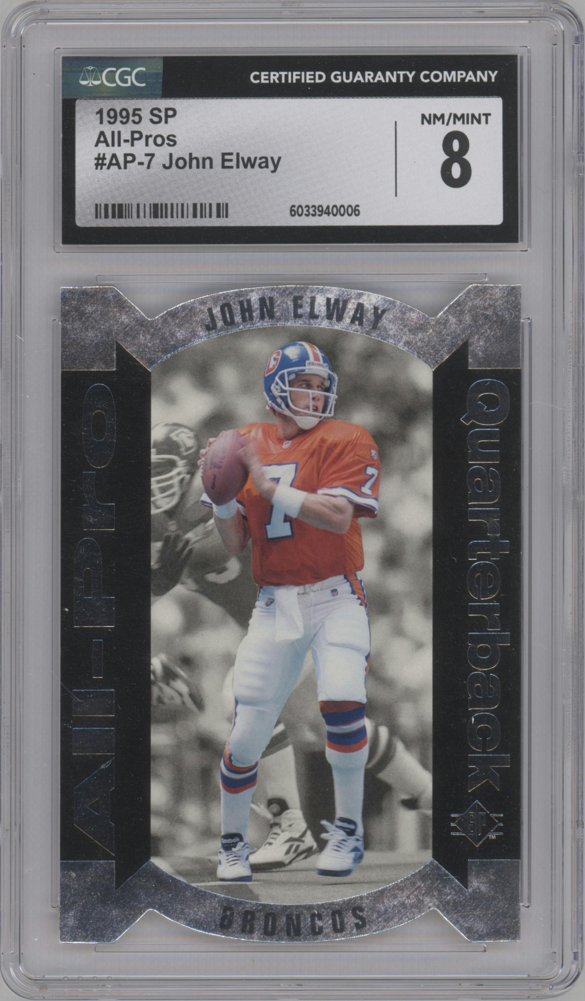 John Elway from the 1995 Upper Deck SP set graded by CSG and given an overall grade of 8.