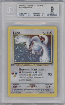 Lugia from the 2000 Pokemon Neo Genesis set graded by Beckett and given an overall grade of 9.