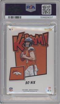 Bo Nix from the 2024 Panini Absolute set graded by PSA and given an overall grade of 9.