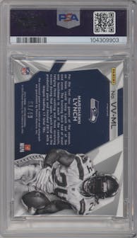 Marshawn Lynch from the 2015 Panini Spectra set graded by PSA and given an overall grade of 8.5.