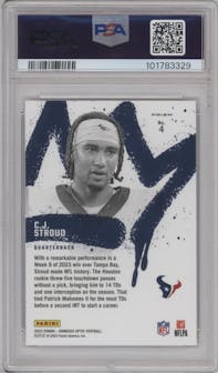 C.J. Stroud from the 2023 Donruss Optic set graded by PSA and given an overall grade of 10.