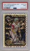 Jackson Merrill from the 2024 Topps Chrome Update set featuring a X-Fractor parallel graded by PSA and given an overall grade of 9.