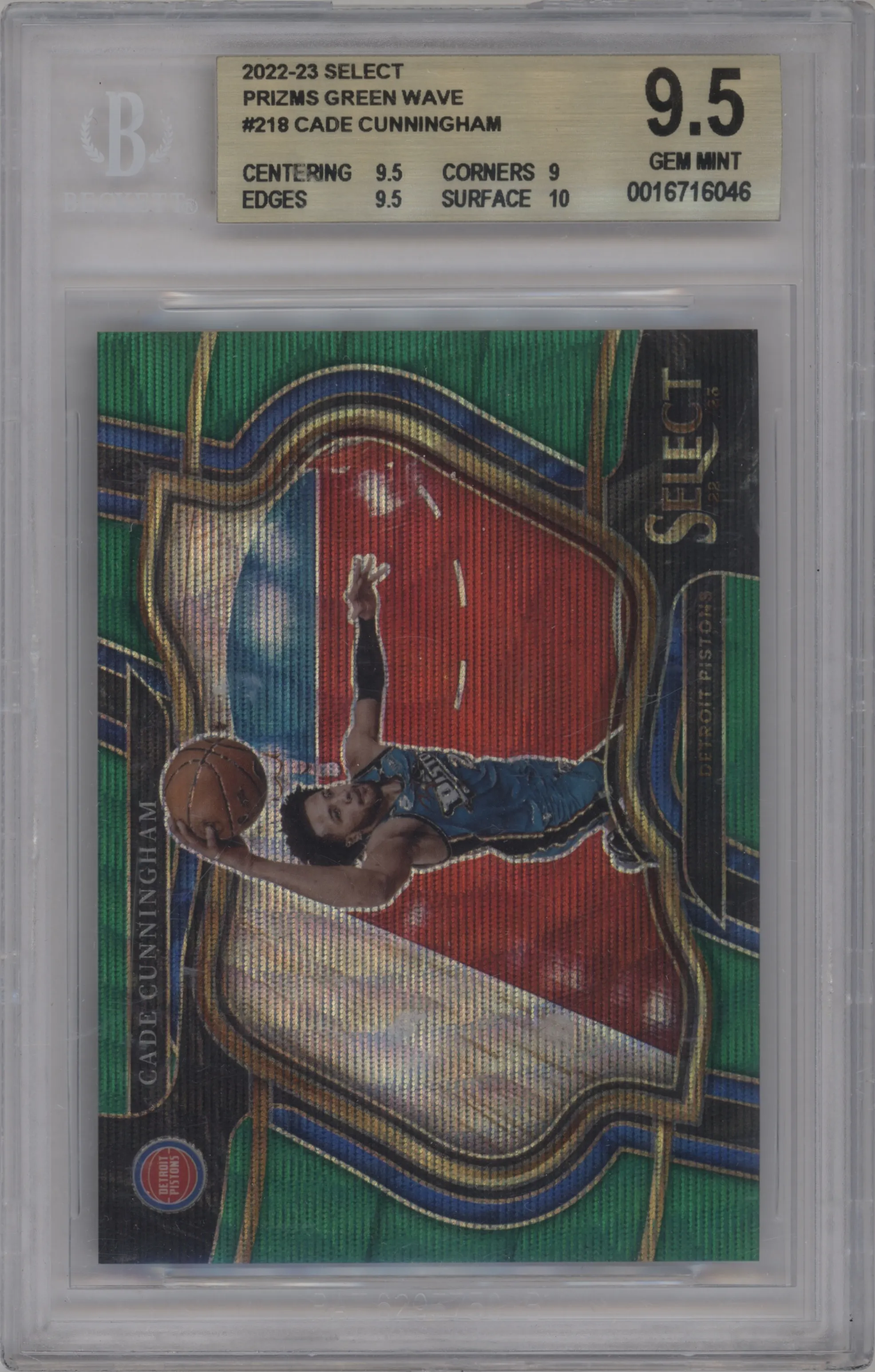 2022 Panini Select Courtside Cade Cunningham Green Wave BGS 9.5