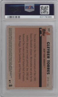 Gleyber Torres from the 2018 Topps Silver Pack  set featuring a Blue Refractor  parallel graded by PSA and given an overall grade of 10.