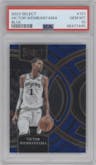 Victor Wembanyama from the 2023-24 Panini Select  set featuring a Blue Retail parallel graded by PSA and given an overall grade of 10.
