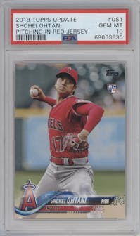 Shohei Ohtani from the 2018 Topps Update set graded by PSA and given an overall grade of 10.