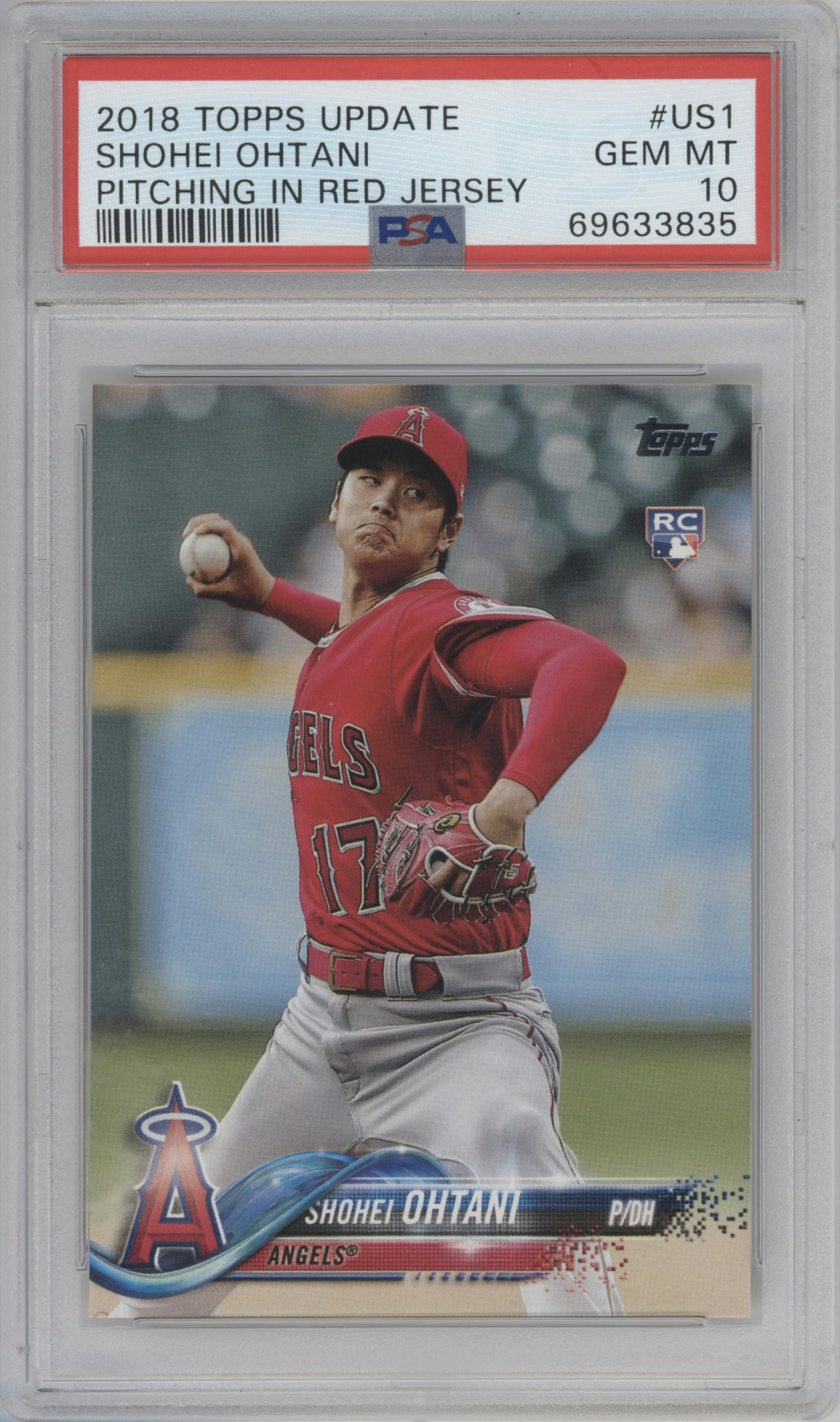 Shohei Ohtani from the 2018 Topps Update set graded by PSA and given an overall grade of 10.