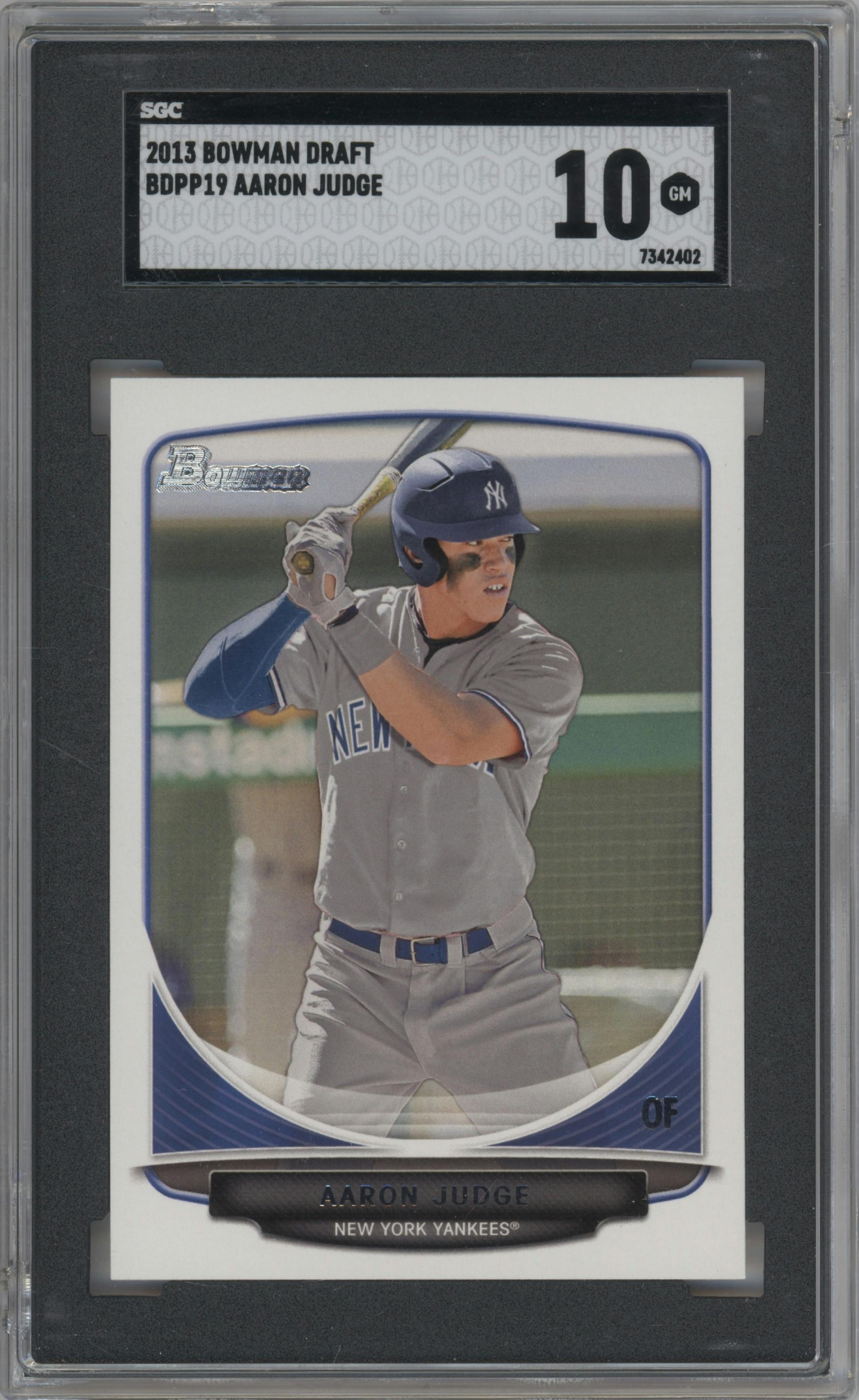 Aaron Judge from the 2013 Bowman Draft Picks & Prospects set graded by SGC and given an overall grade of 10.