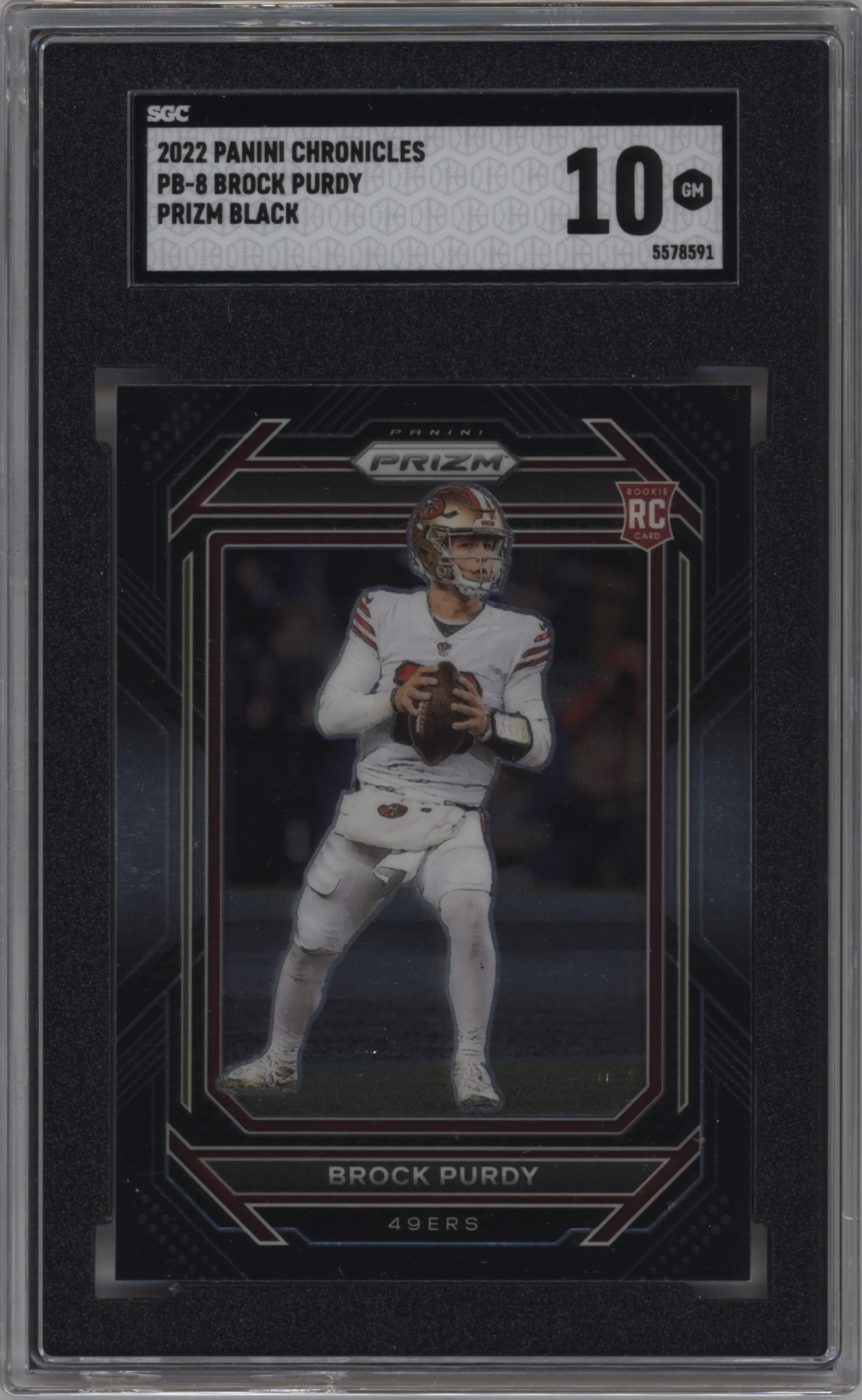 2022 Panini Chronicles Prizm Black Brock Purdy #PB-8 SGC 10