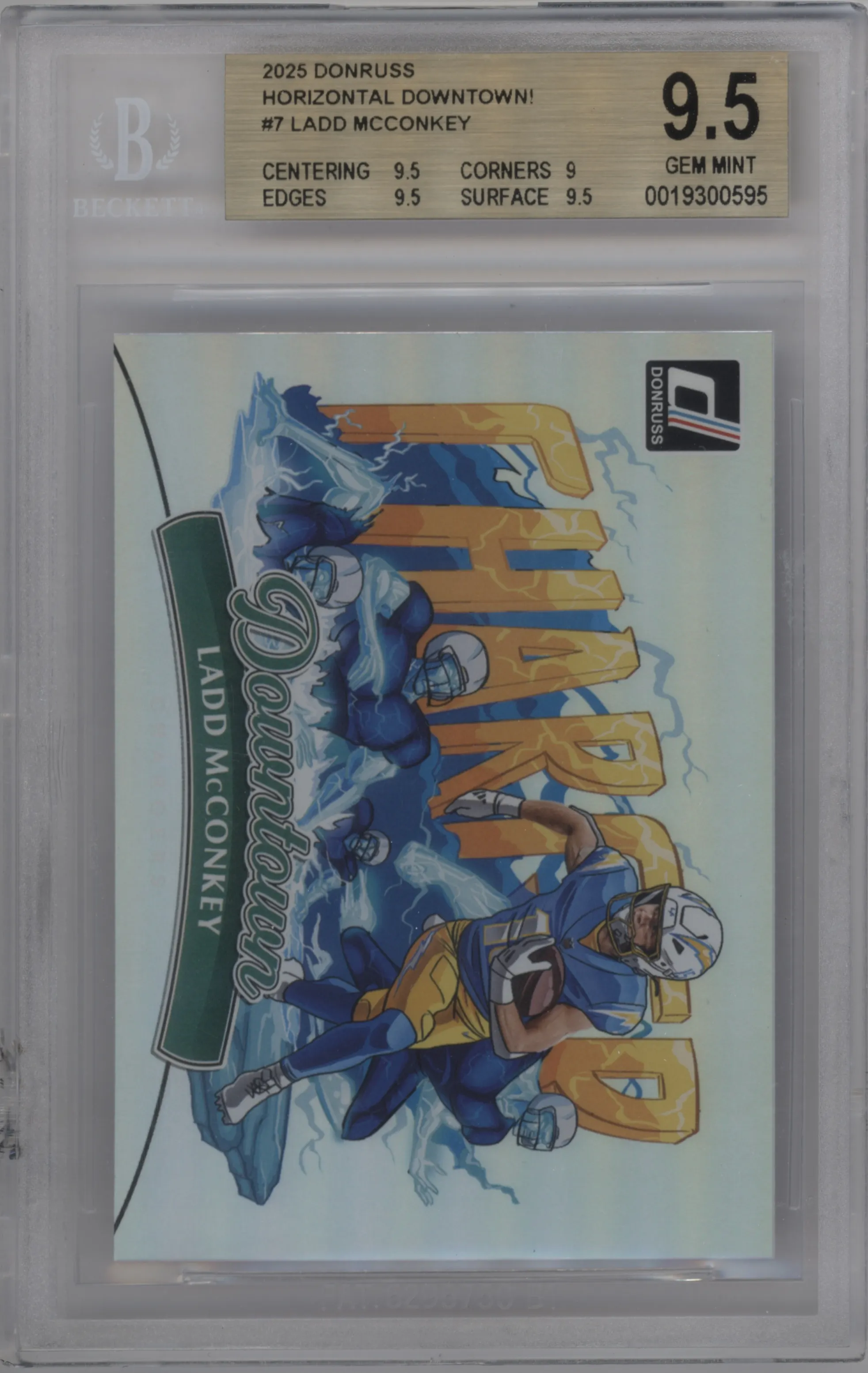 2025 Panini Donruss Downtown Horizontal Ladd McConkey #7 BGS 9.5