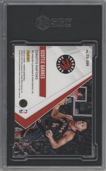 Scottie Barnes from the 2023-24 Panini Phoenix set featuring a Purple parallel graded by SGC and given an overall grade of 9.