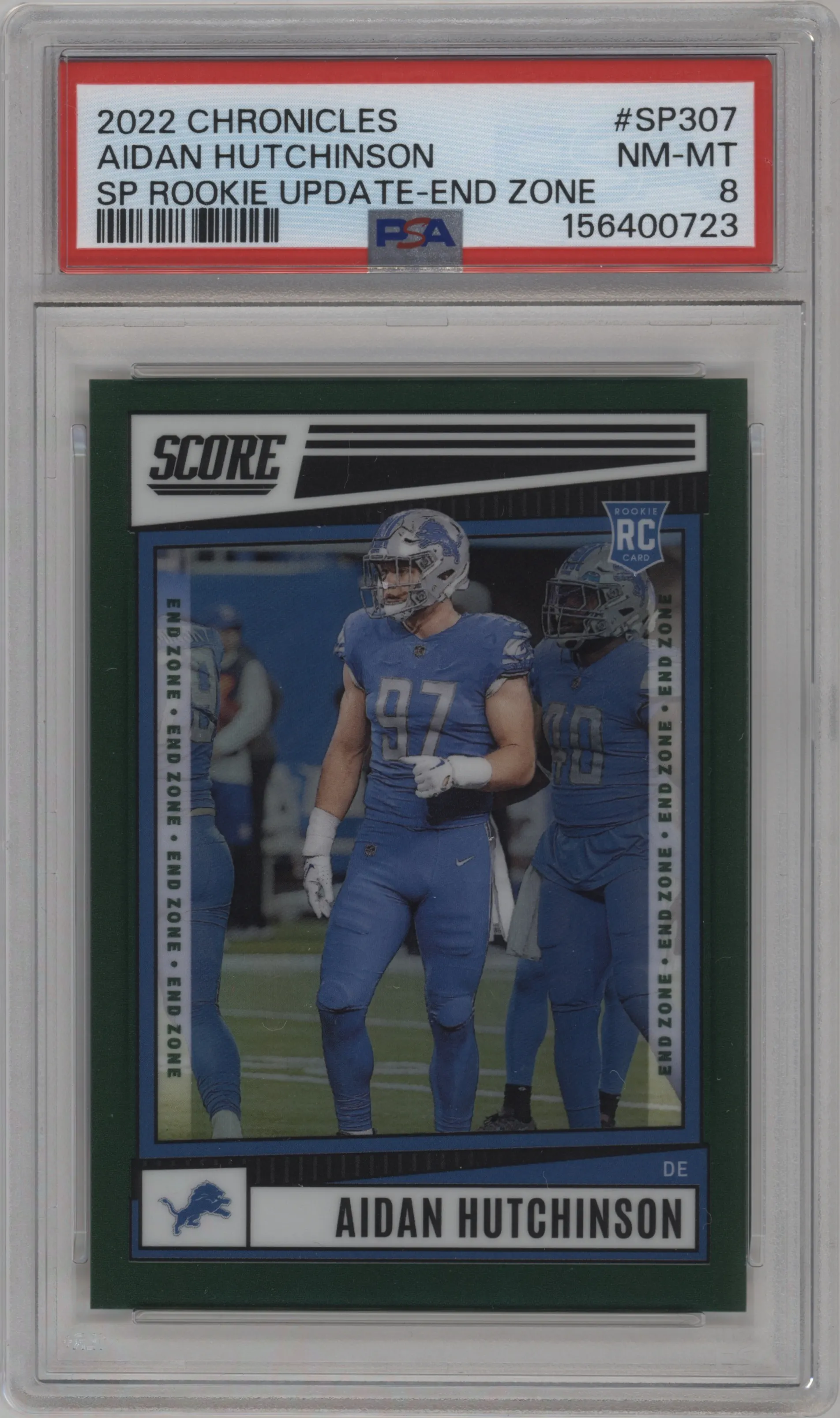 2022 Panini Chronicles Score Prem.Rke.Update Aidan Hutchinson End Zone #SP-307 PSA 8