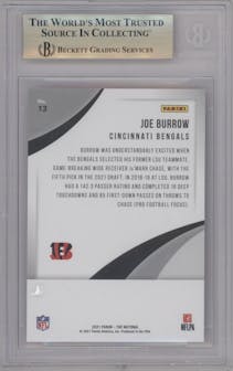 Joe Burrow from the 2021 Panini The National VIP set graded by Beckett and given an overall grade of 9.5.