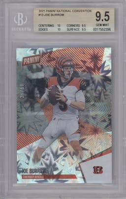 Joe Burrow from the 2021 Panini The National VIP set graded by Beckett and given an overall grade of 9.5.