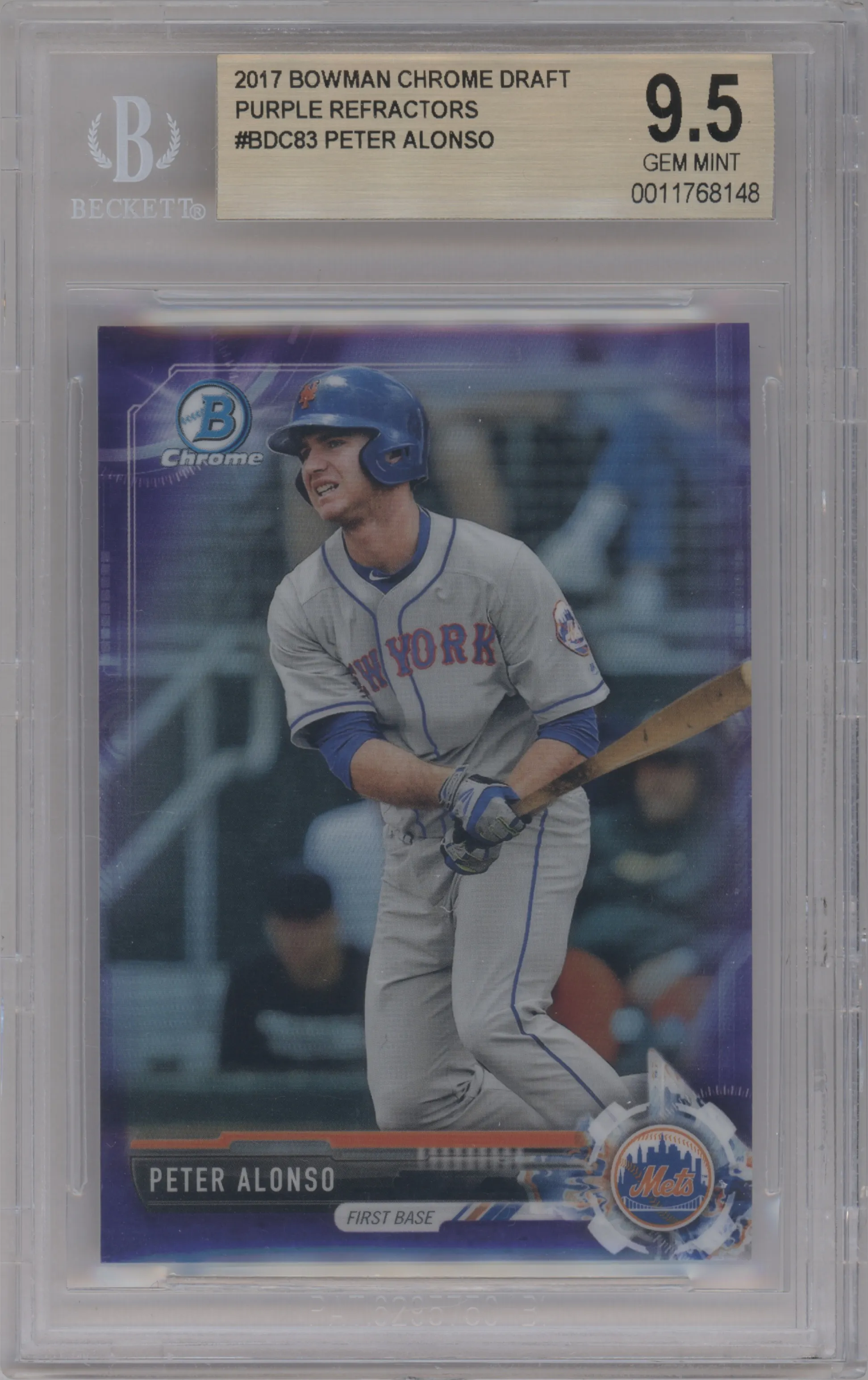 2017 Bowman Draft Chrome Peter Alonso Purple Refractor BGS 9.5