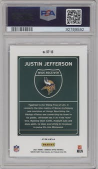 Justin Jefferson from the 2021 Panini Donruss Optic set graded by PSA and given an overall grade of 10.