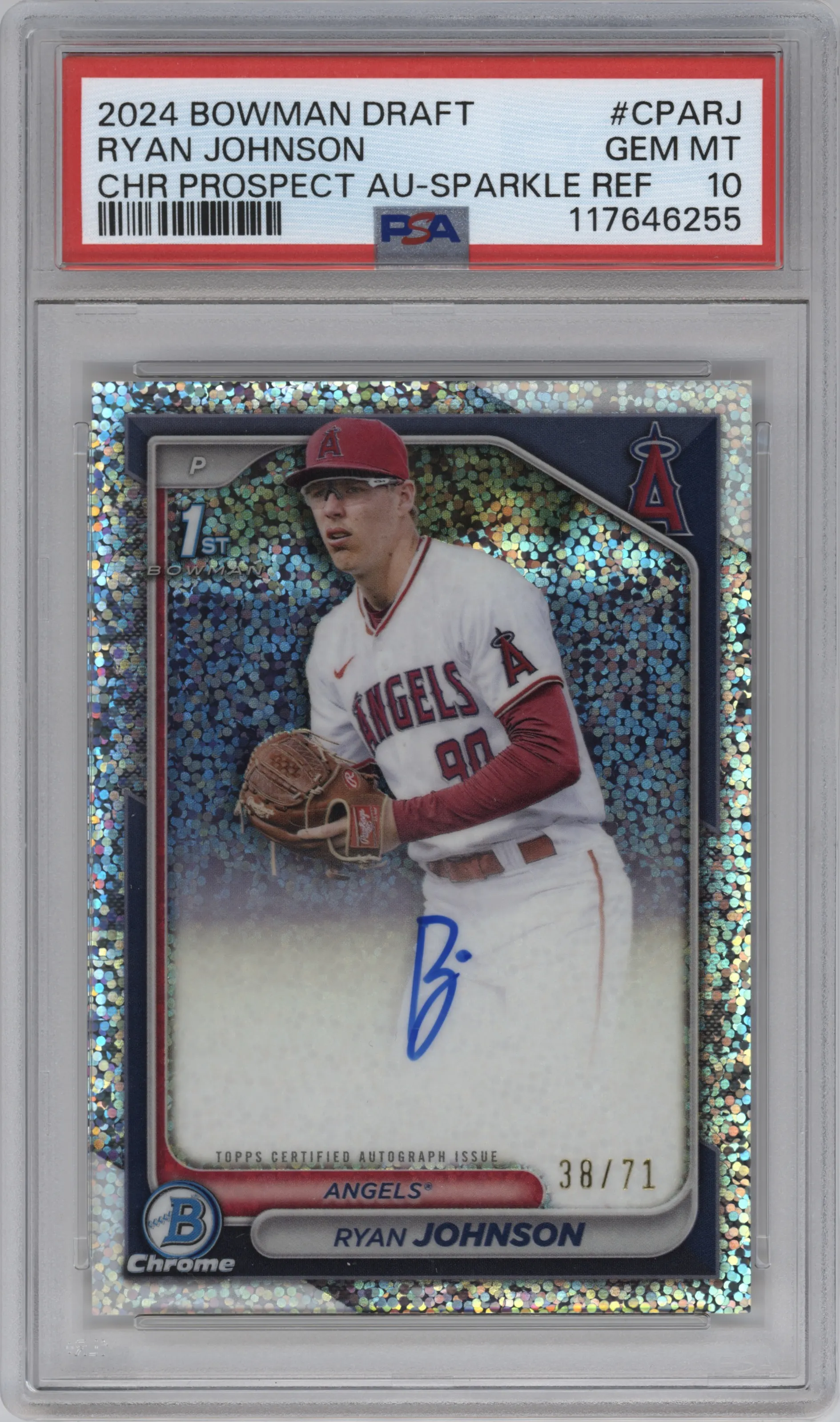 2024 Bowman Draft Chr.Pros.Auto Ryan Johnson Sparkle Refractor PSA 10