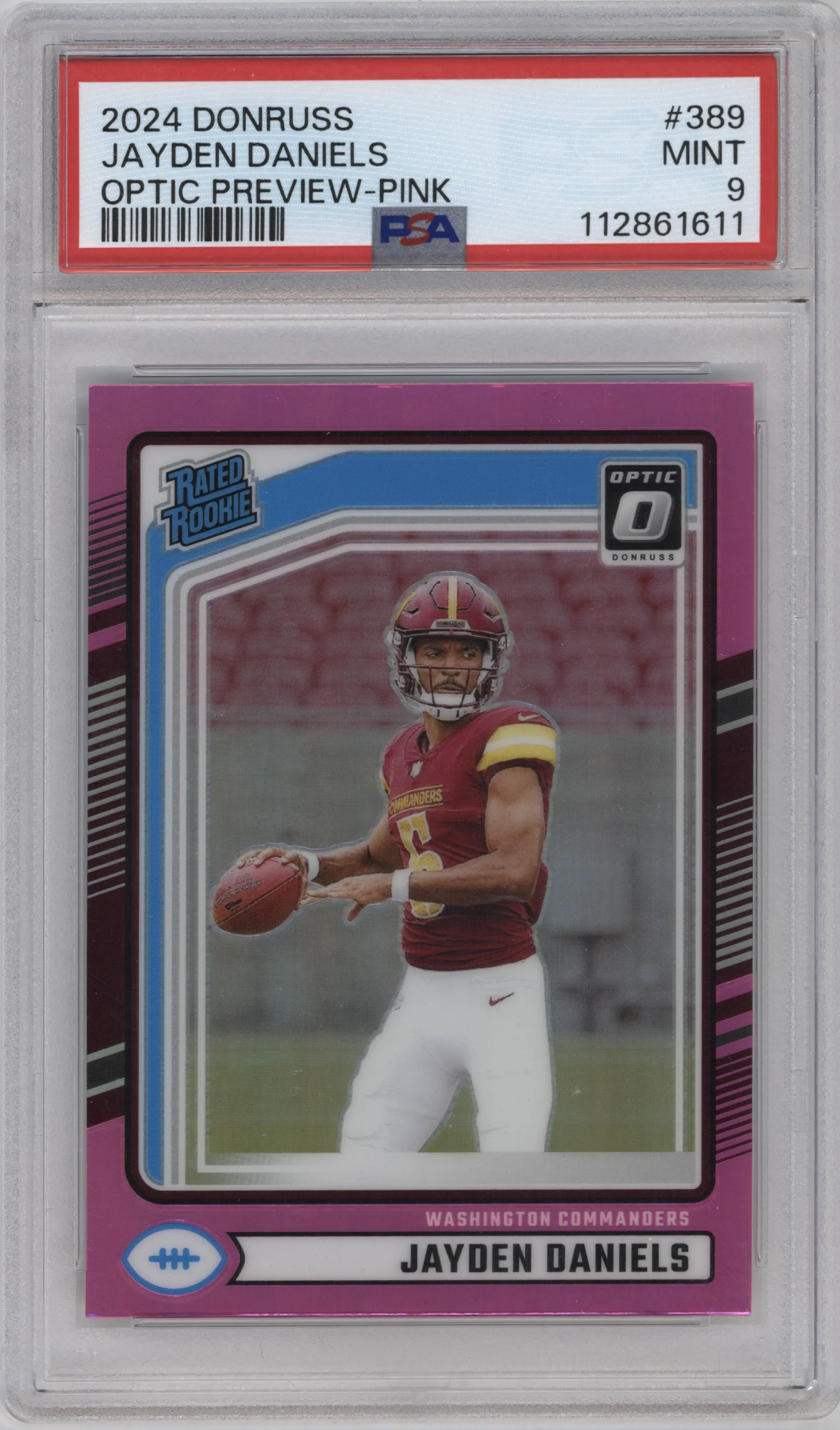2024 Donruss Opt.Rtd.Rke. Jayden Daniels Pink #389 PSA 9