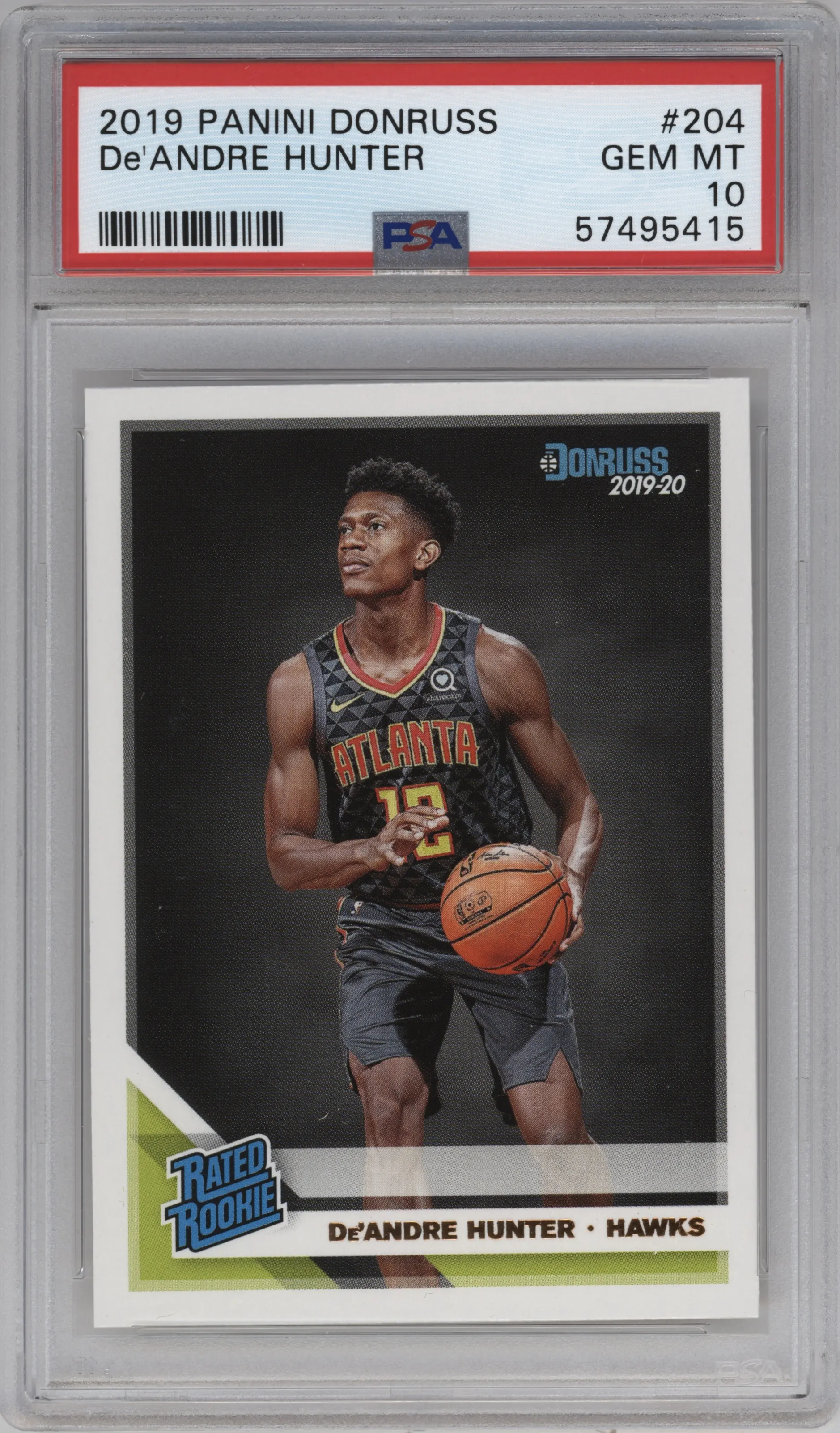 2019 Panini Donruss Rated Rookie De'Andre Hunter #204 PSA 10