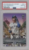 Julio Rodriguez from the 2022 Topps Chrome Ben Baller set graded by PSA and given an overall grade of 10.