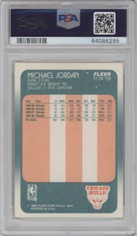Michael Jordan from the 1988-89 Fleer set graded by PSA and given an overall grade of 8.