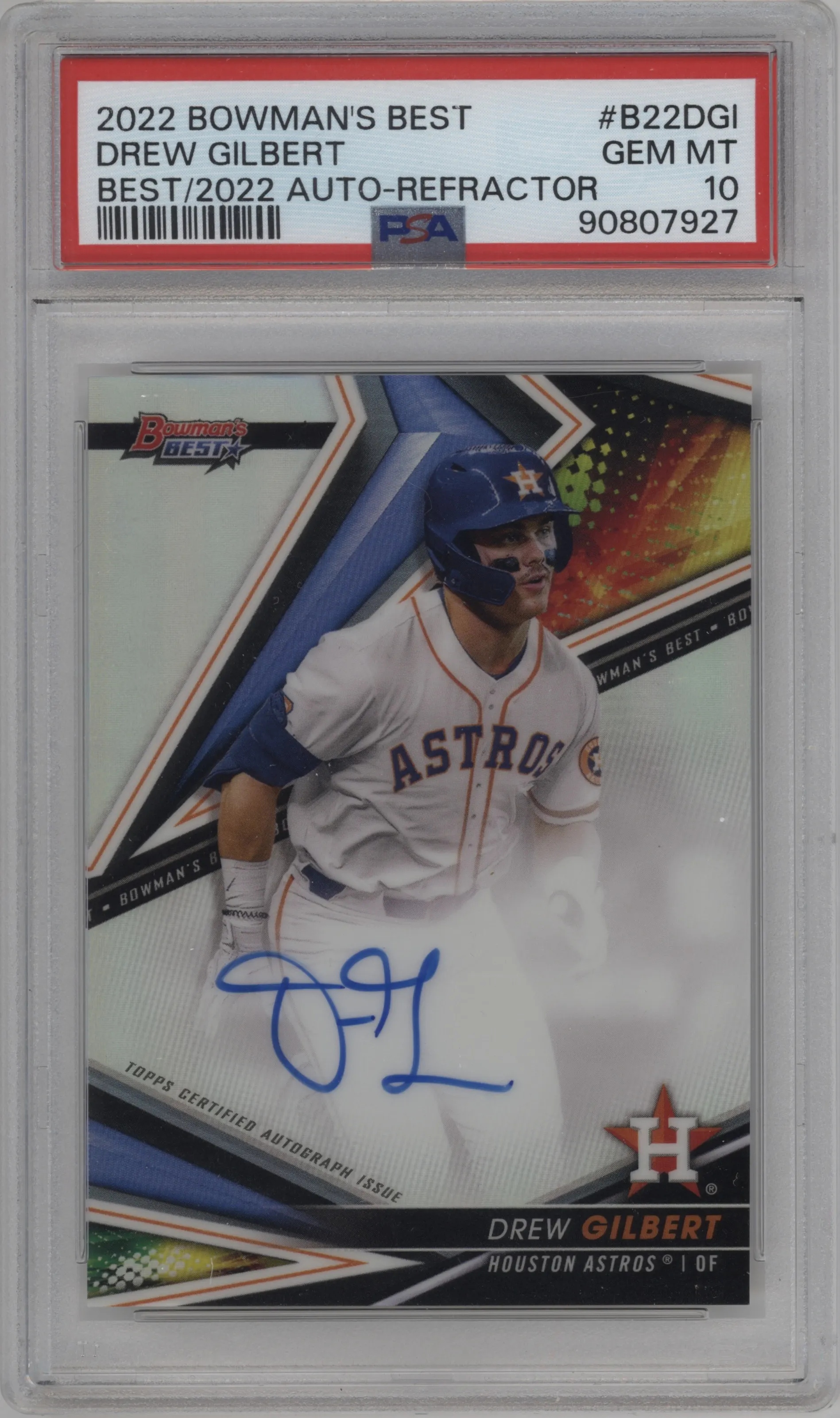 2022 Bowman’s Best Best of 2022 Auto Drew Gilbert Refractor #B22-DGI PSA 10