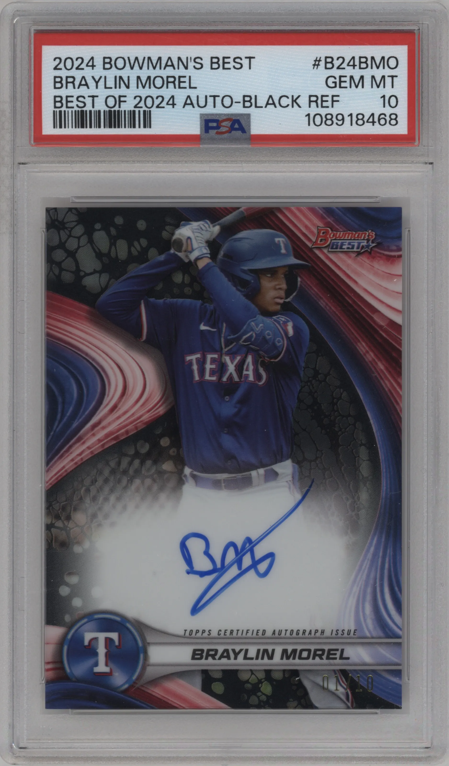 2024 Bowman's Best Best of 24 Auto Braylin Morel Black Refractor PSA 10
