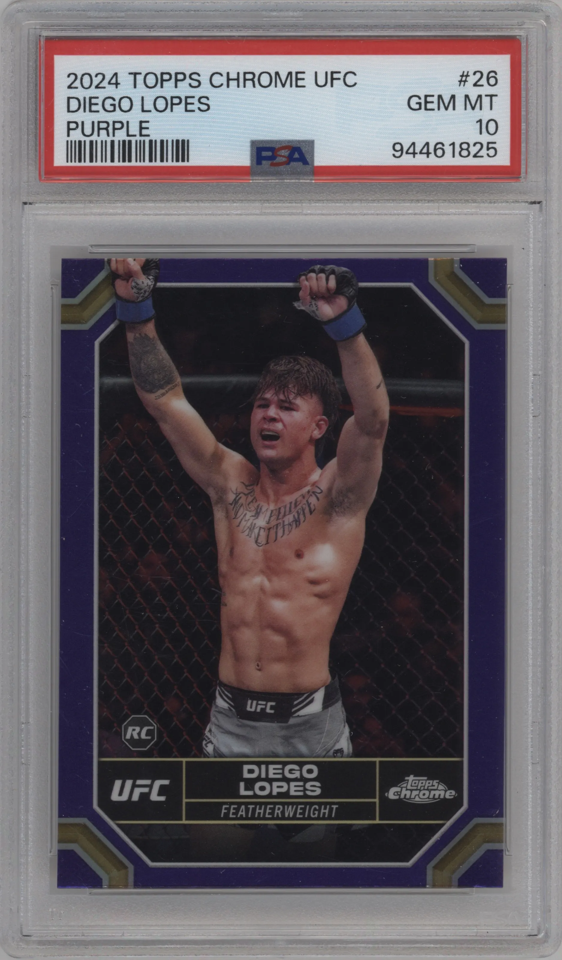 2024 Topps Chrome UFC Diego Lopes Purple Refractor #26 PSA 10