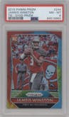 Jameis Winston from the 2015 Panini Prizm set featuring a Tie-Dyed parallel graded by PSA and given an overall grade of 8.