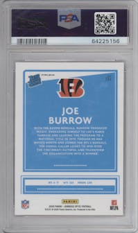 Joe Burrow from the 2020 Panini Donruss Optic set featuring a Pink parallel graded by PSA and given an overall grade of 9.