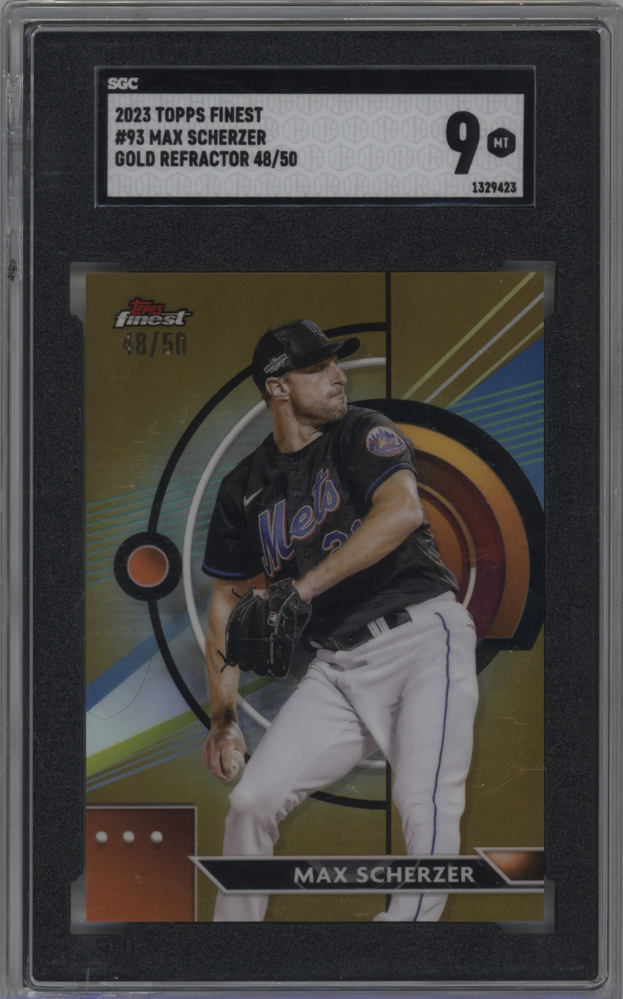 2023 Topps Finest Max Scherzer Gold Refractor #93 SGC 9