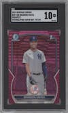 Brandon Mayea from the 2023 Bowman Chrome set featuring a Fuchsia/Pink Vapor Refractor parallel graded by SGC and given an overall grade of 10.